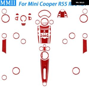 51個 レッドカーボンフルキット インテリア トリム ミニクーパーハードトップ R56 2007-2010 クラブマン R55 2008-10 コンバーチブル R57 2009-10