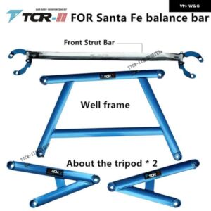 サンタフェ 2006-2013 フロントストラットバーシャーシ部品補強アンチチルトプルロッドアクセサリーハンドリング安定性バー