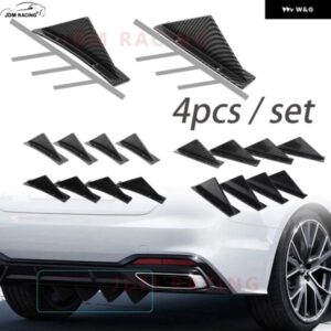 4個 汎用 フラット/アークリア バンパー リップ ディフューザー シャークフィンチン バンパー プロテクター ガード カバー オートリア トリム スポイラー