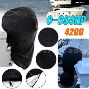 420D 0-350HP 船外機カバー ボートモーター 防水 傷防止 カバー エンジン UV防止 ブラック 船外機カバー