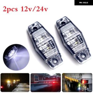 2個 12V/24V ホワイトシグナルランプ オートLEDキャラバン車サイド マーカーライト パーキング トレーラー トラック クリアランスライト