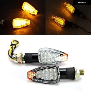 2個入り 汎用 オートバイ バイク LEDウィンカー インジケーター アンバー ライトクリアレンズ オートバイ バイク 10MM マウント ボルトスレッド