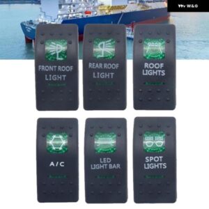 12V/24V スポットライト 車 ボート キャラバン ロッカースイッチ 防水 デュアル グリーン LED ライトバー SPST ロッカー リバース リアライトスイッチ