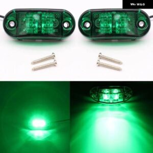 2個 12V / 24V LED サイド マーカーライト 車アウターライト ハザード テールライト トレーラーライト トラック 自動車 大型 トラック ランプ グリーン
