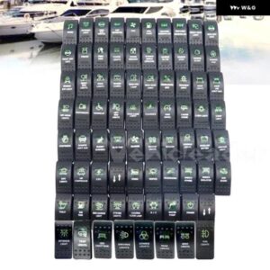 12V/24V ホーン 車 ボート キャラバン ロッカースイッチ 防水 デュアル グリーン LED ライトバー SPST オン OFF ロッカー リバース リアライトスイッチ
