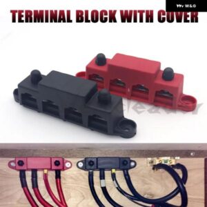 12V 250A M8 M10 プラスマイナスバスバーターミナル バッテリー 4ポスト配電ブロック カバー 付き キャンピングカー ボート RV トラック
