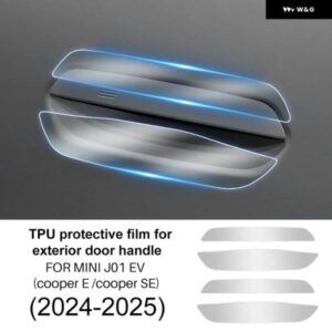 4枚 TPU ミニ クーパー エレクトリック E SE J01 EV 2024 2025 車ドアボウルハンドル 傷防止 ステッカー クリア ステッカー フィルム