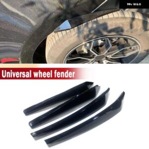 4個 光沢ブラック 車ホイールフェンダーフレア 汎用 マッド フラップ スプラッシュガード 装飾 アクセサリー レクサス IS/ アウディ / BMW / ゴルフ /