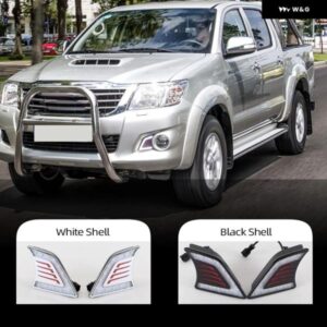 カー点滅カースタイリング 1セット トヨタ ハイラックス VIGO 2012-15 LED DRL デイタイム ランニングライト 昼光 防水 カバー カスタムパ