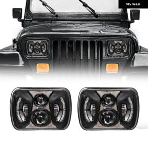NEWST 7X6 5X7 LED ヘッドライト ホワイト DRL DAYTIMR ランニングライト ジープ ラングラー YJ チェロキー XJ トラック H4 LED スクエア ヘ
