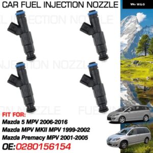 4X 車用燃料インジェクター ノズル噴射 マツダ プレマシー MPV 2001-2005 マツダ5 MPV 2006-2016 マツダ MPV MKII 1999-2002 0280156154 カ
