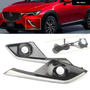 2個 自動 LED DRL デイタイム ランニングライト フォグランプ 白色光 マツダ CX-3 CX3 2016 2017 2018 DC 12V カスタムパーツ アクセサリー