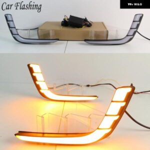 2個 車 DRL 12V 黄色 ウインカースタイルリレー 防水 ABS ケース LED デイタイム ランニングライト スズキ スイフト 2014 2015 2016 カスタ