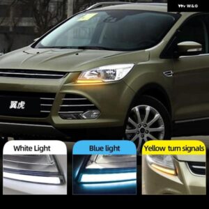 1セット LED デイタイム ランニングライト DRL デイライト フォード クーガエスケープ 2013-17 黄色 ウィンカー フォグランプ カスタムパー
