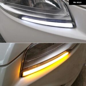 2個 LED デイタイム ランニングライト DRL デイライト フォード クーガエスケープ 2013-17 黄色 ウィンカー フォグランプ 付き カスタムパ