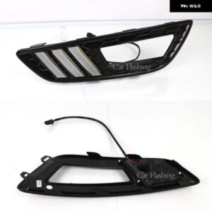 1ペア 車 LED デイタイム ランニングライト 黄色 ウィンカー機能 DRL フォグランプ カバー フォード フォーカス 3 MK3 2015-18 カスタムパ