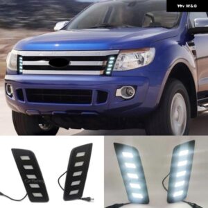 1ペア フォード レンジャー 2012 2013 2014 LED デイタイム ランニングライト DRL デイライトフロントグリル ランプカーアクセサリー フォグ