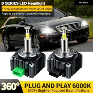 2個 2007-2009 メルセデスベンツ W221 S550 S クラスキセノン HID LED ヘッドライト 交換 CANBUS 32000LM 360 6000K PLUGPLAY カスタムパー