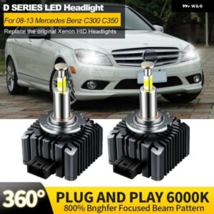 2個 2008-2013 メルセデスベンツ W204 C300 C350 キセノン HID LED ヘッドライト 電球交換 CANBUS 32000LM 360 6000K PLUGPLAY カスタムパ