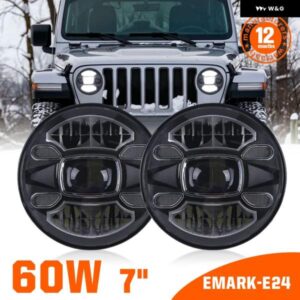 7インチ LED ヘッドライト DRL ジープ ラングラー TJ JK LJ CJ 7インチ ランドローバー ディフェンダー 日産 パトロール Y60 ハマー H1H2 L