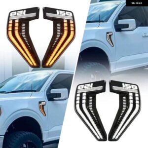 F150 用 2021 サイドエア アウトレット ライト F-150 ターニングライトダイナミック ランプフェンダーグリル ベントトリムカバー 外装
