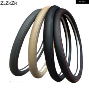 ソフト編組ステアリング ホイールカバー 37 - 38CM 14.5インチ -15インチ 滑り止めインナーリング M サイズステアリング ホイールカースタイリング