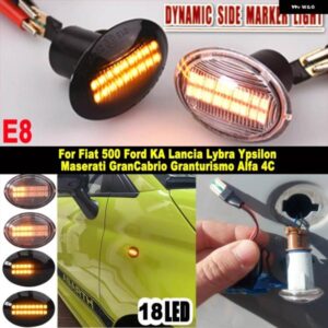2個 ダイナミック アンバー LED 点滅ウィンカー ライト フィアット 500 500C 500L サイドマーカーフェンダーライトランプアバルト 500 595 695