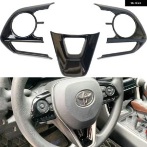 RAV4 2019-21 インテリア ステアリング ホイールスタイリング トリムブラックピアノに適合