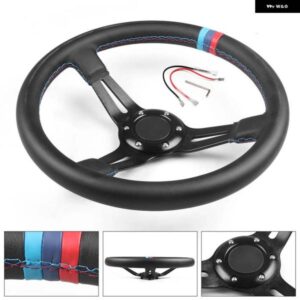 レーシング 13.5インチ ステアリング ホイールドリフトマイクロファイバーレザー 3色 ステッチフィット車とシミュレーション PC ゲーム