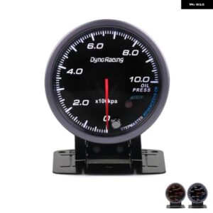 60MM ブラックフェイス油圧ゲージ 0-10 バー油圧センサー レッド アンバー 点灯カーメーター