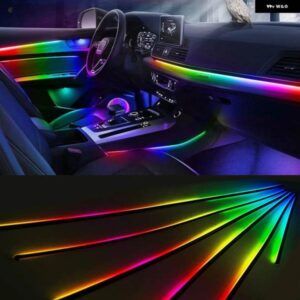 18 で 1 シンフォニー LED アンビエントライト車内用 RGB 64色 装飾 アクリル光ファイバームードストリップ