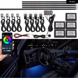 18 で 1 車 LED アンビエントライト室内ライト RGB ネオンアクリルストリップバックライト自動車 装飾 用ムードランプ