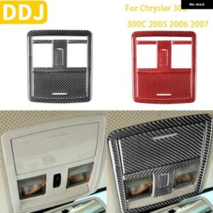 クライスラー 300 300C 2005 2006 2007 カー インテリア カーボンオーバーヘッド収納ボックス 読書灯トリム ステッカー