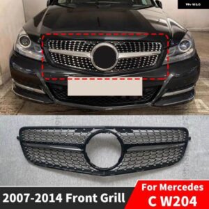 スポーツ リペア ダイヤモンドスタイルフロントフードバンパー グリル メルセデス W204 ベンツ C 2007-2014 C43 フェイスリフトインレットチューニング
