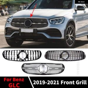 ダイヤモンド GT スタイルフロントバンパー グリル インレットグリル メルセデス X253 ベンツ GLC 2019-21 300 200 220 チューニングフードメッシュグリッド