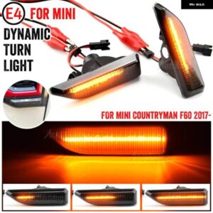 2X ダイナミック LED ウィンカー インジケータ ーフラッシャーサイドマーカーランプリピーターライト流れるミニ F60 カントリーマン 2017-2020