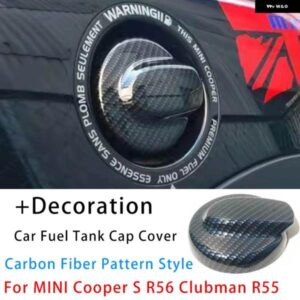 レイスタイルブラックカーボンパターン燃料タンクキャップカバー ケース ハウジング ステッカー ミニクーパー S JCW R56 R55 自動