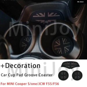 黒旗カップパッド グルーヴコースター自動ノンスリップマットパッド ミニクーパー S JCW クラブマン F54 F55 F56 F60 カントリーマン