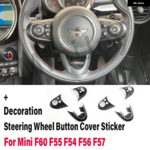 カーボンパターンステアリング ホイールボタン カバー ステッカー インテリア ミニクーパー S JCW F60 F55 F54 F56 F57 スタイリング