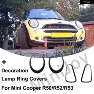 グロスブラック ヘッドライト ヘッド テールライト リアランプフレームリングカバー ステッカー ミニクーパー S R50 R52 R53 自動