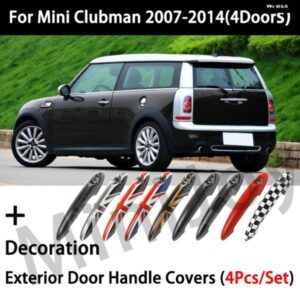 黒旗 ドアハンドル カバー ステッカー ミニクーパー ONE D S JCW R55 クラブマン 4 ドア 2007-2014 カースタイリング
