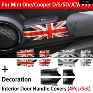 黒旗 インテリア ドアハンドル ノブ カバー ステッカー ミニ 1 クーパー S D JCW F55 自動トリム