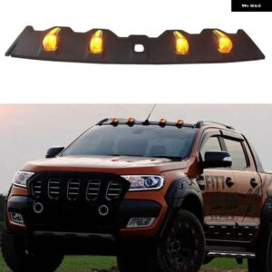 4 4 カー LED ライト マットブラック トップカバー フロントルーフスポイラー レンジャー 2012-2020 PX1 PX2 MK1 MK2 WILDTRAK