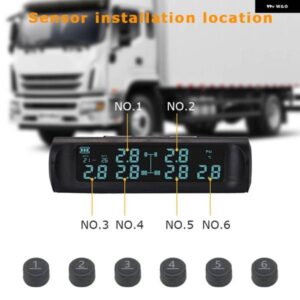 ワイヤレスタイヤエア圧 モニター 6 アウターセンサー タイヤエア圧 ゲージ LCD ディスプレイデジタル TPMS 7BAR USB ソーラー高精度