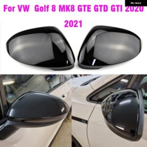 VW ゴルフ 8 MK8 2020 2021 ミラー カバー キャップバックミラー ケースカバー カーボンルック明黒カバー
