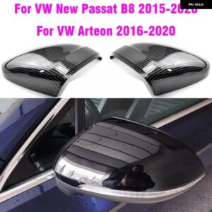 VW パサート B8 キャップ 2016-20 ブラックサイドミラー カバー 光沢パールブラック カーボンカラー