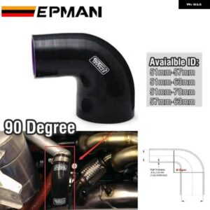 2インチ -2.5インチ 4層 シリコン 90度エルボ減速ホース ブラック 51-57/51-63/51-70/57-63MM VW EP-SS90R5163