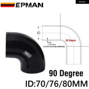 ブラック/アンプ パープル 70/76/80MM 90度エルボ シリコン ホース パイプ ターボ 吸気 VW ゴルフ GTI MK3 MK7 MK5 EP-SS90RS80