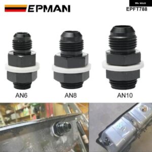 AN6 AN8 AN10 フレア燃料バッテリータンク アダプター バルクヘッド フィッティング ワッシャー付き ブラック EPFT788