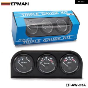 52MM 3 で 1ボルトメーター + 水温計 + 油圧計キット 電圧計油温計トリプル METE EP-AW-C3